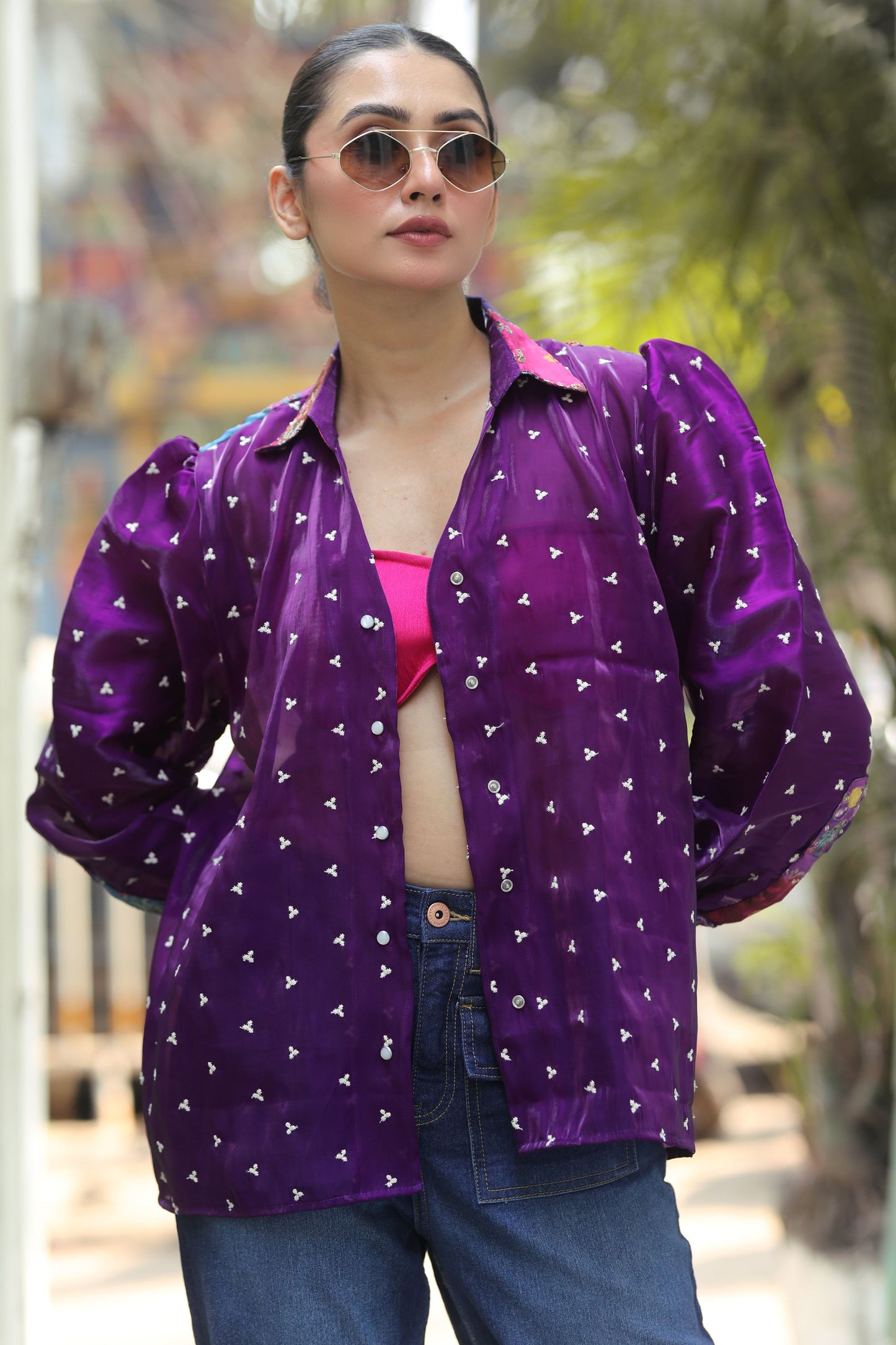 Offbeat OG shirt by 66aura featuring a casual design, displayed on a hanger with a neutral background.