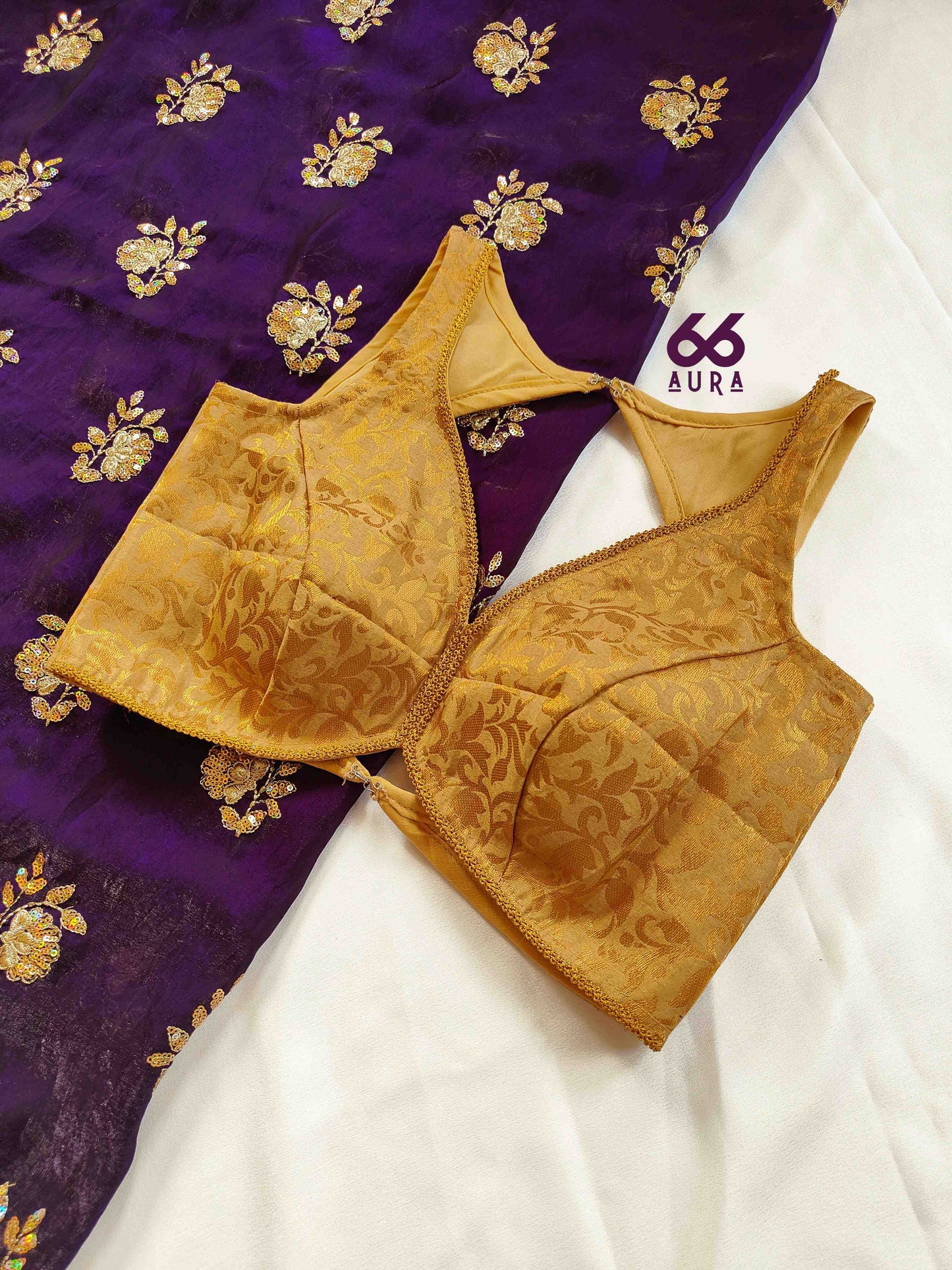 OLD GOLD AURA SLEEVELESS BLOUSE