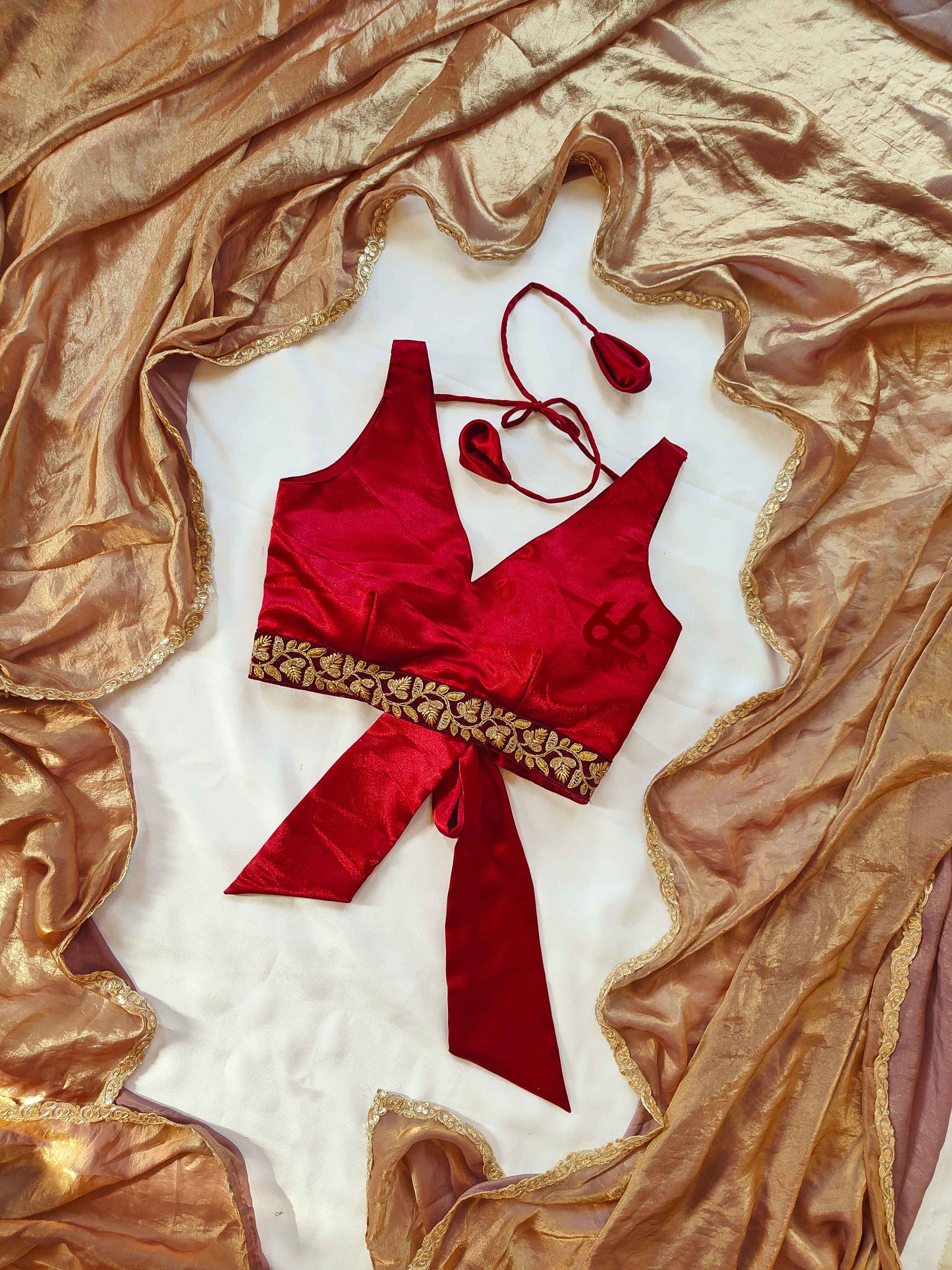 SHEEN AURA SAREE WITH ROSEWOOD AURA SLEEVELESS BLOUSE