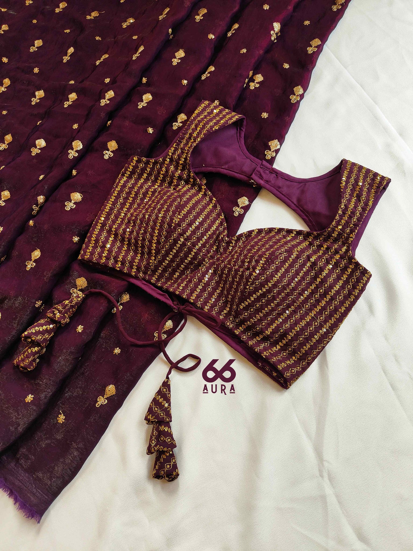 CELEBRATION AURA SAREE WITH MULBERRY AURA SLEEVELESS BLOUSE