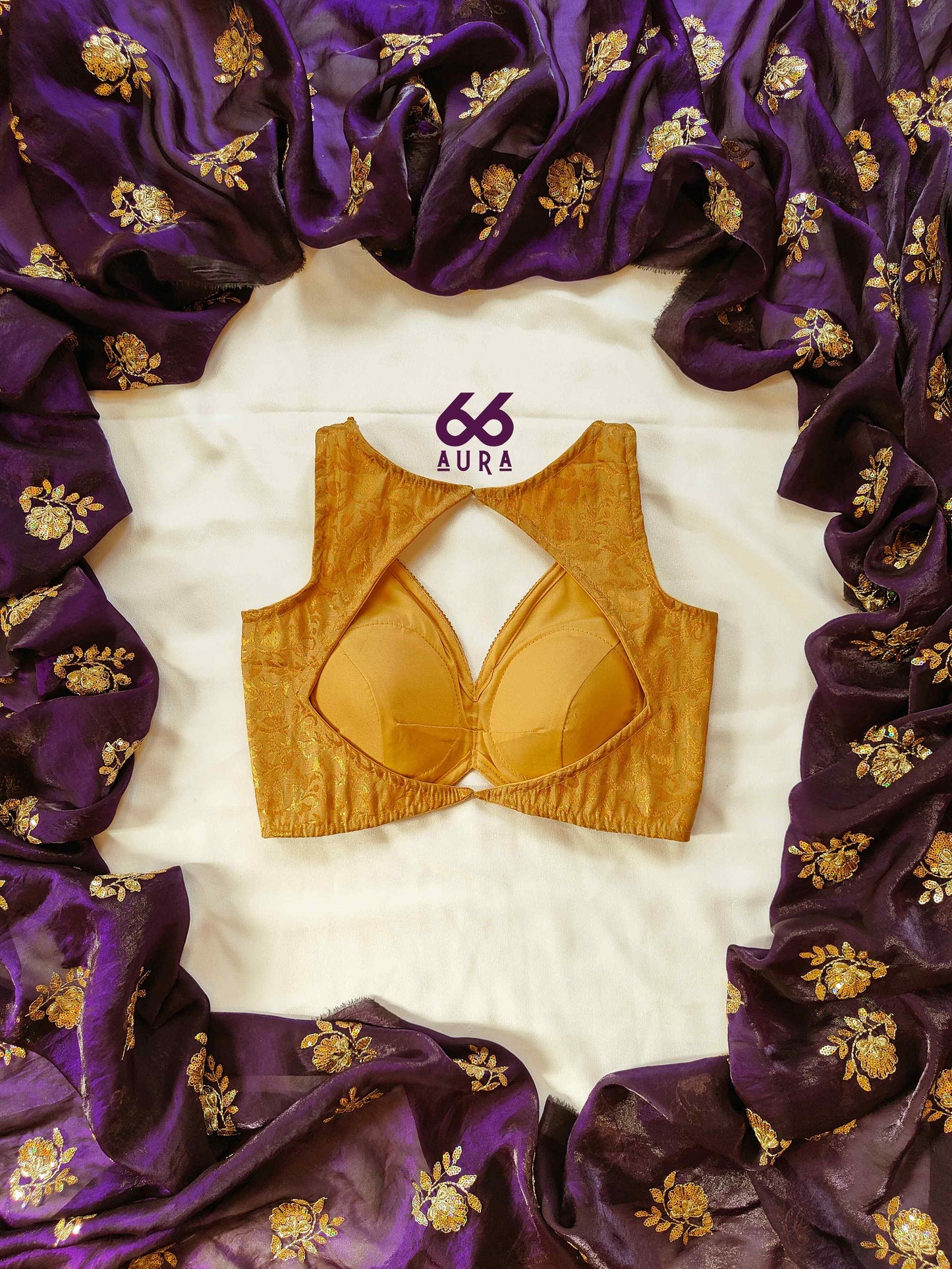 OLD GOLD AURA SLEEVELESS BLOUSE