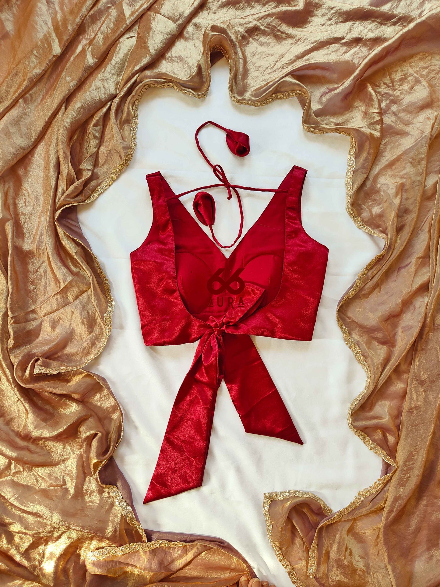 SHEEN AURA SAREE WITH ROSEWOOD AURA SLEEVELESS BLOUSE