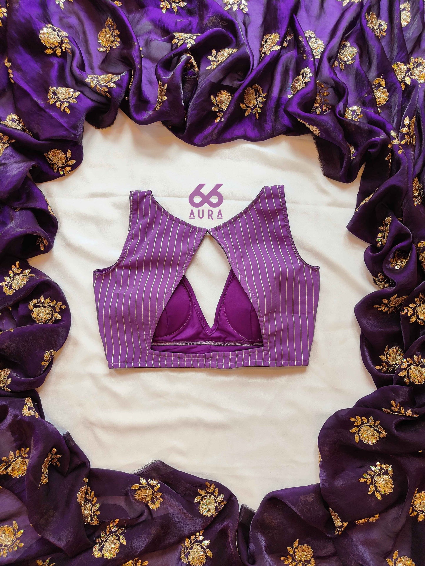 IMPERIAL AURA SAREE WITH WISTERIA  AURA SLEEVELESS BLOUSE