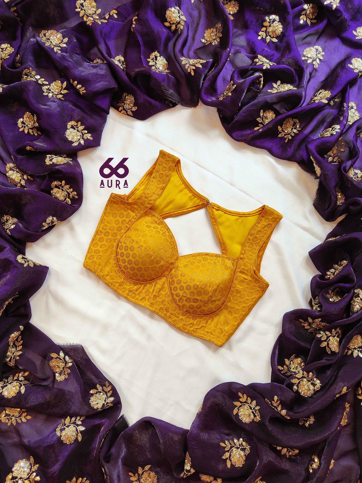 IMPERIAL AURA SAREE WITH HONEY AURA SLEEVELESS BLOUSE