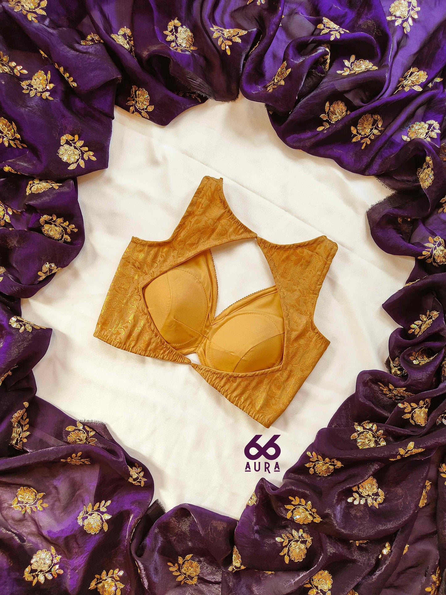 OLD GOLD AURA SLEEVELESS BLOUSE