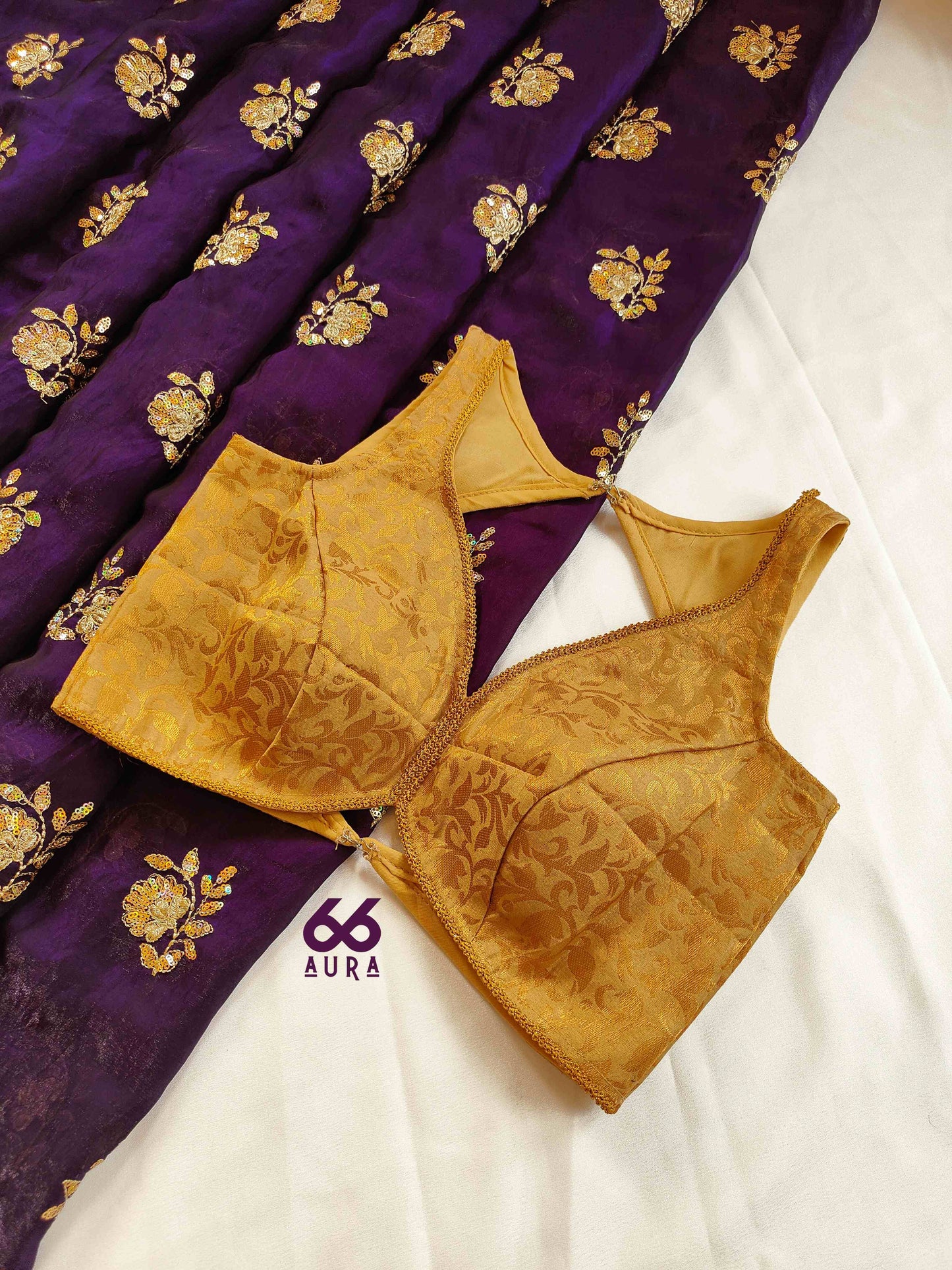 OLD GOLD AURA SLEEVELESS BLOUSE