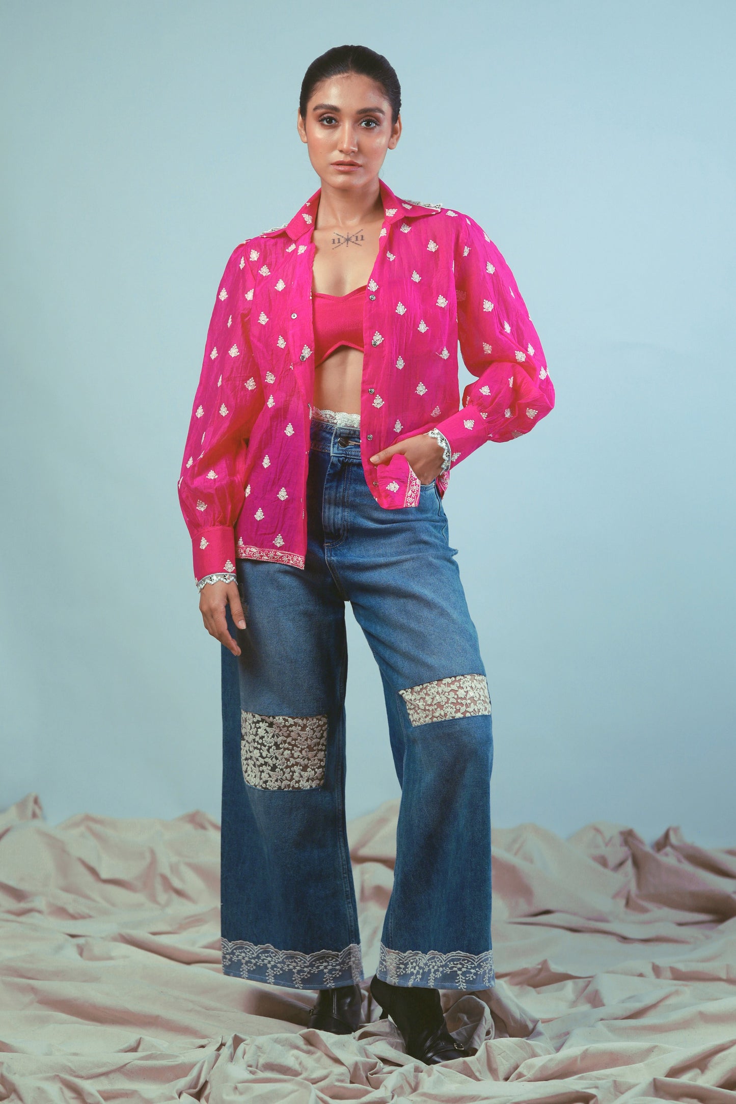 Oversized PING PING shirt by 66aura featuring a relaxed fit, long sleeves, and casual style, shown in the image.