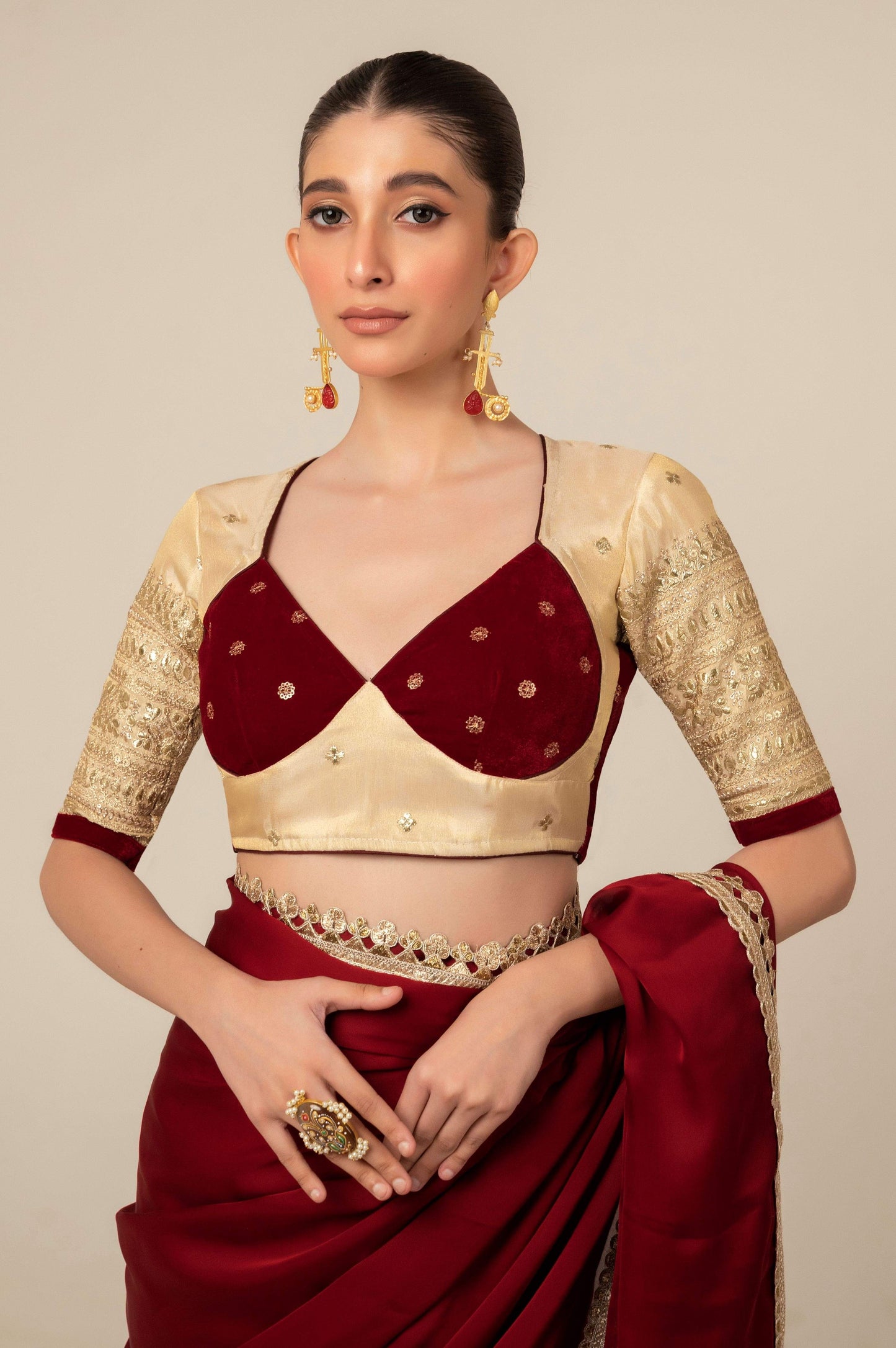 MOOD MUSE SAREE WITH CHERRY VANILLA BLOUSE - 66Aura