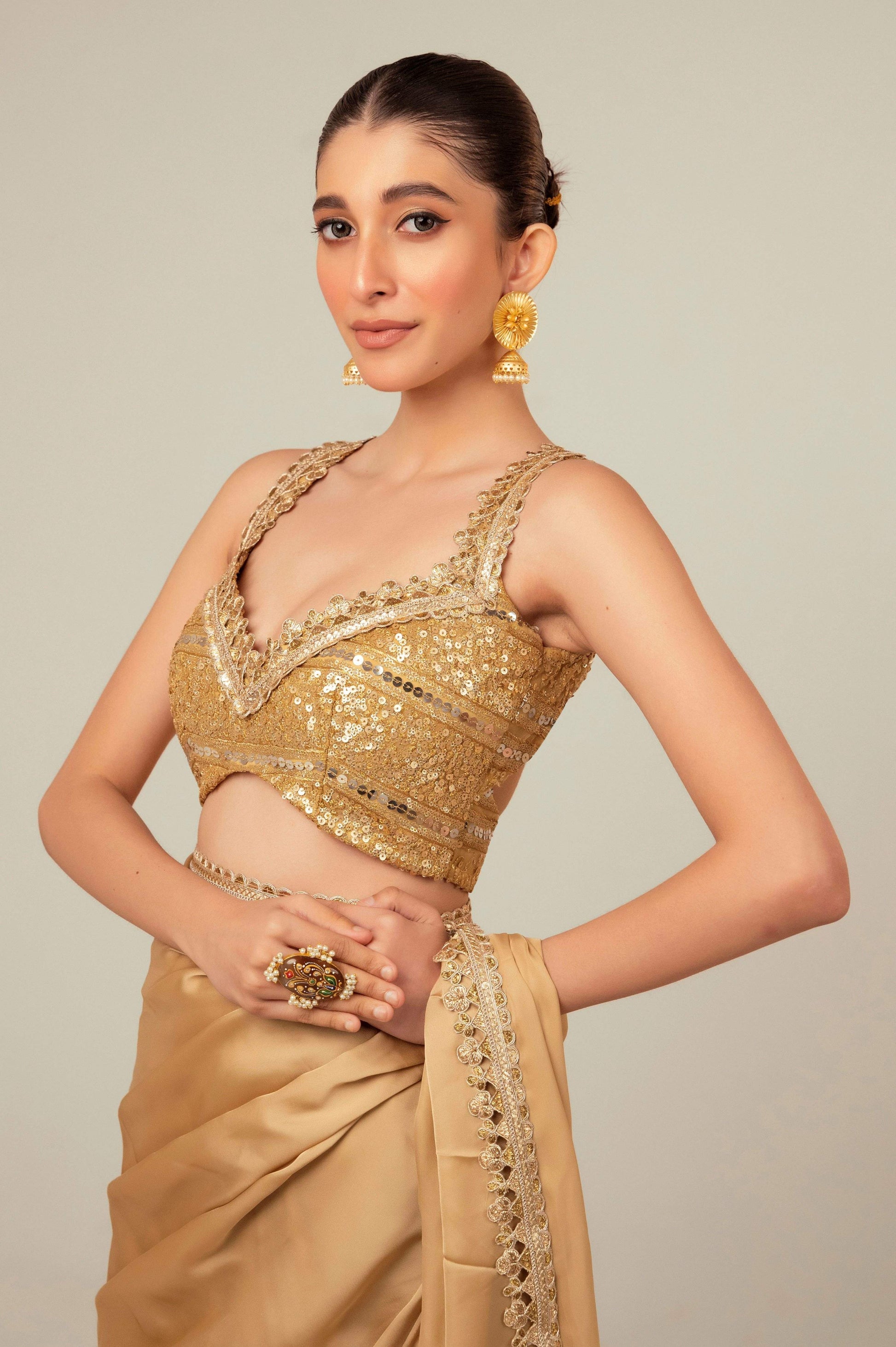 SEQUIN SPARK SAREE WITH LIME LIGHT BLOUSE - 66Aura