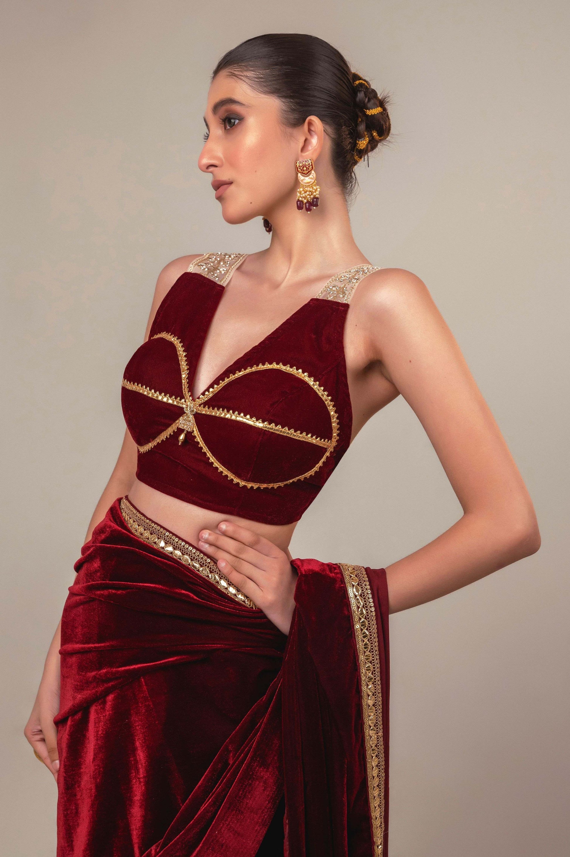 RUBY RUSH SAREE WITH MULBERRY MIST BLOUSE - 66Aura