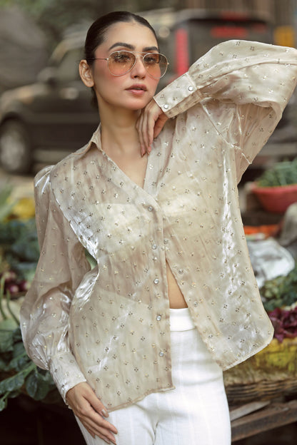 Black LOUD LUXURY shirt by 66aura with bold logo print, displayed on a hanger against a plain background.