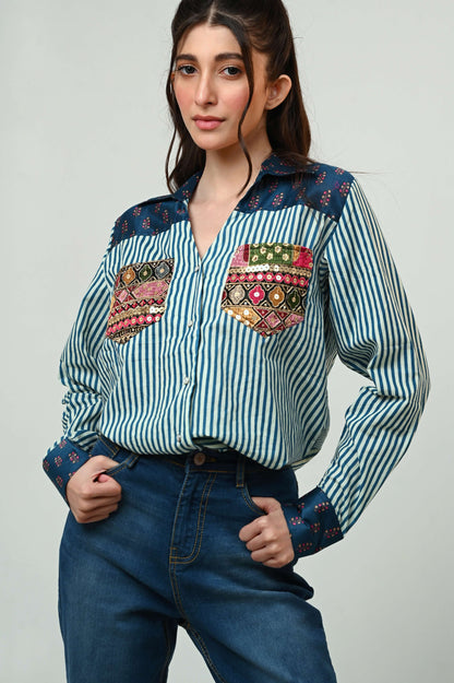 INDIGO ICON SHIRT - 66Aura