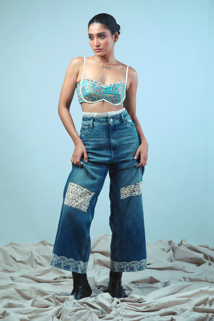 Confetti Cut Bralette by 66aura featuring colorful confetti pattern, soft fabric, and delicate straps.