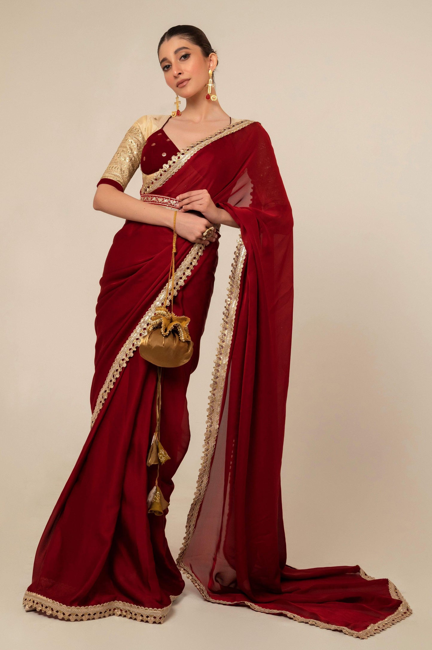 MOOD MUSE SAREE WITH CHERRY VANILLA BLOUSE - 66Aura