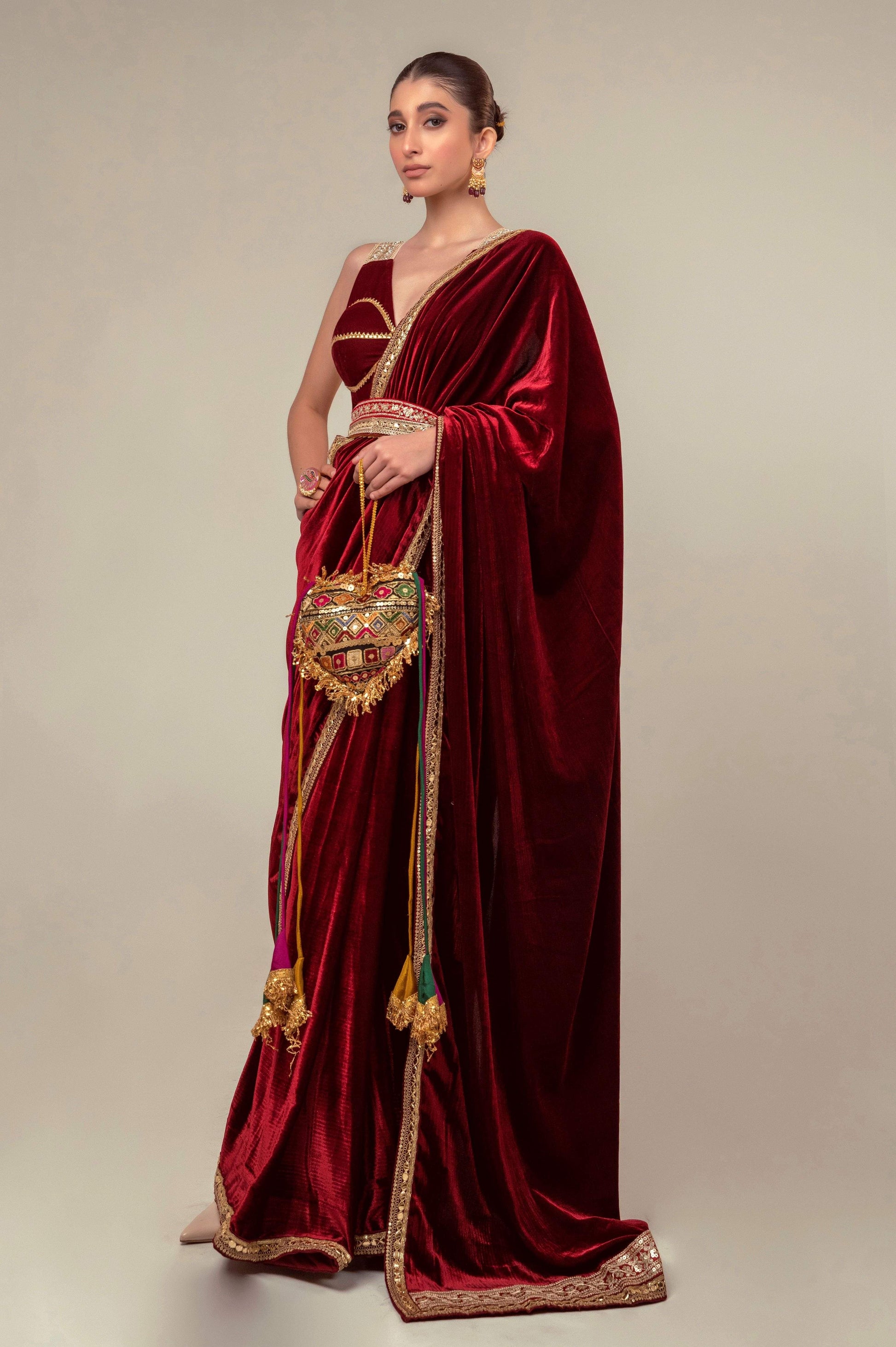 RUBY RUSH SAREE WITH MULBERRY MIST BLOUSE - 66Aura