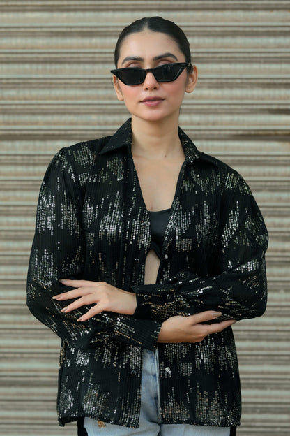 VILLAIN ENERGY shirt by 66aura featuring a bold graphic design on a black casual t-shirt for men.