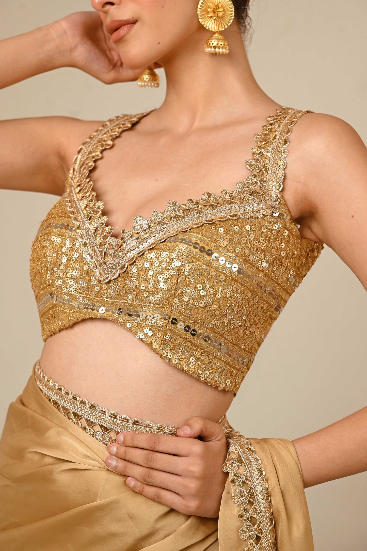 SEQUIN SPARK SAREE WITH LIME LIGHT BLOUSE - 66Aura