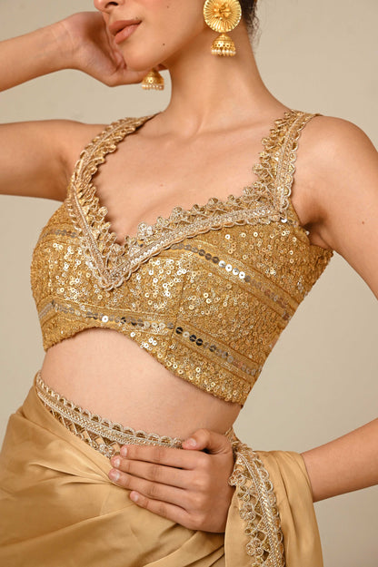 SEQUIN SPARK SAREE WITH LIME LIGHT BLOUSE - 66Aura