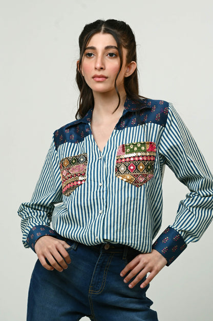 INDIGO ICON SHIRT - 66Aura