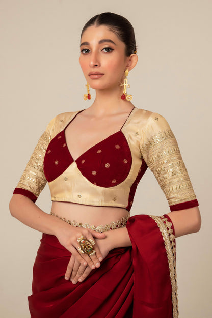 MOOD MUSE SAREE WITH CHERRY VANILLA BLOUSE - 66Aura