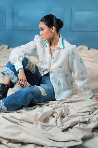 Oversized Chill Charm shirt by 66aura, featuring a relaxed fit with a casual, stylish design in soft fabric.