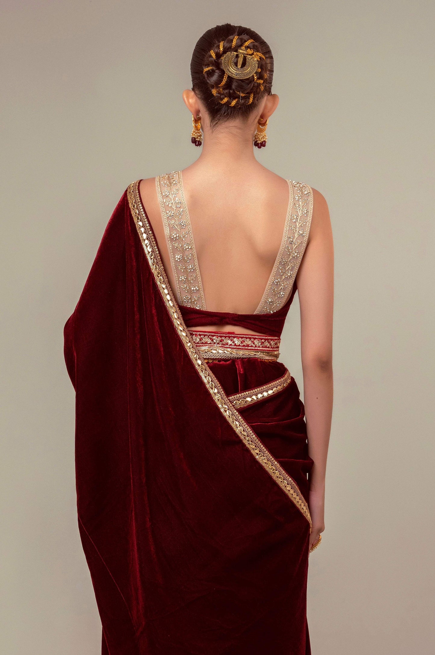 RUBY RUSH SAREE WITH MULBERRY MIST BLOUSE - 66Aura