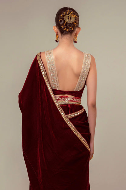 RUBY RUSH SAREE WITH MULBERRY MIST BLOUSE - 66Aura