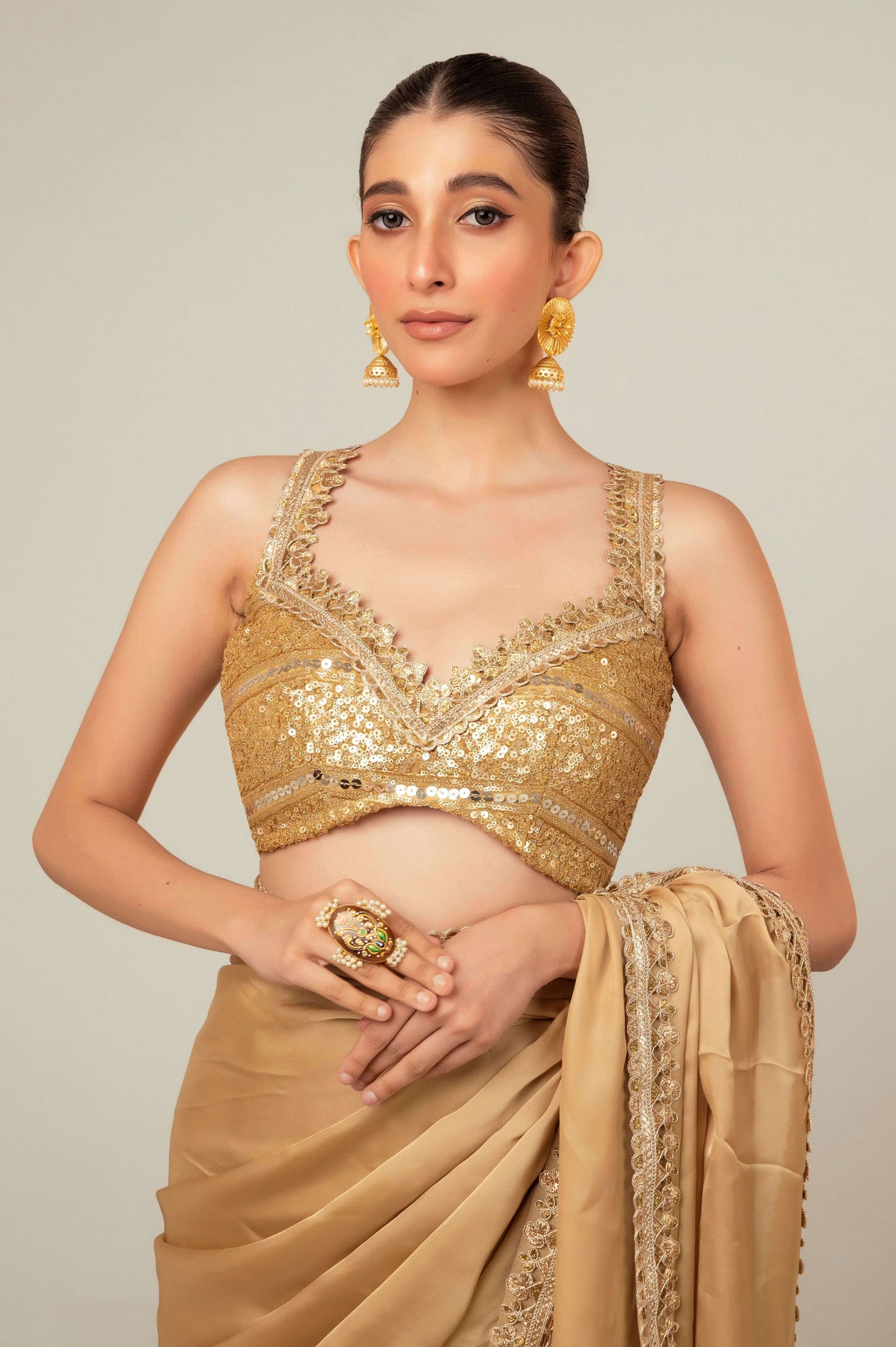 SEQUIN SPARK SAREE WITH LIME LIGHT BLOUSE - 66Aura