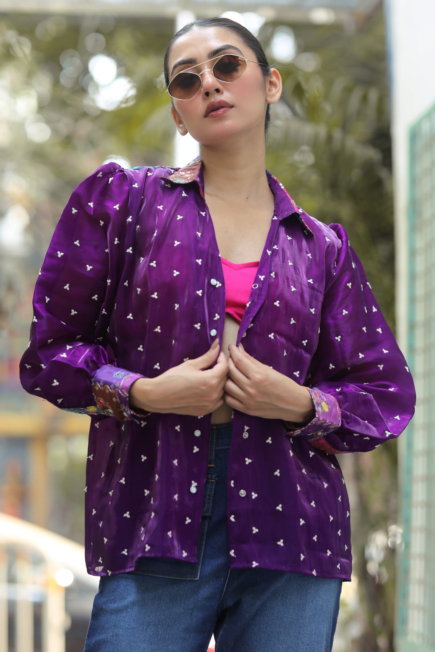 66aura Offbeat OG shirt featuring a casual fit and stylish design, shown on a model with a neutral background.