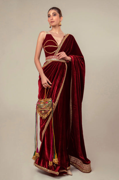RUBY RUSH SAREE WITH MULBERRY MIST BLOUSE - 66Aura