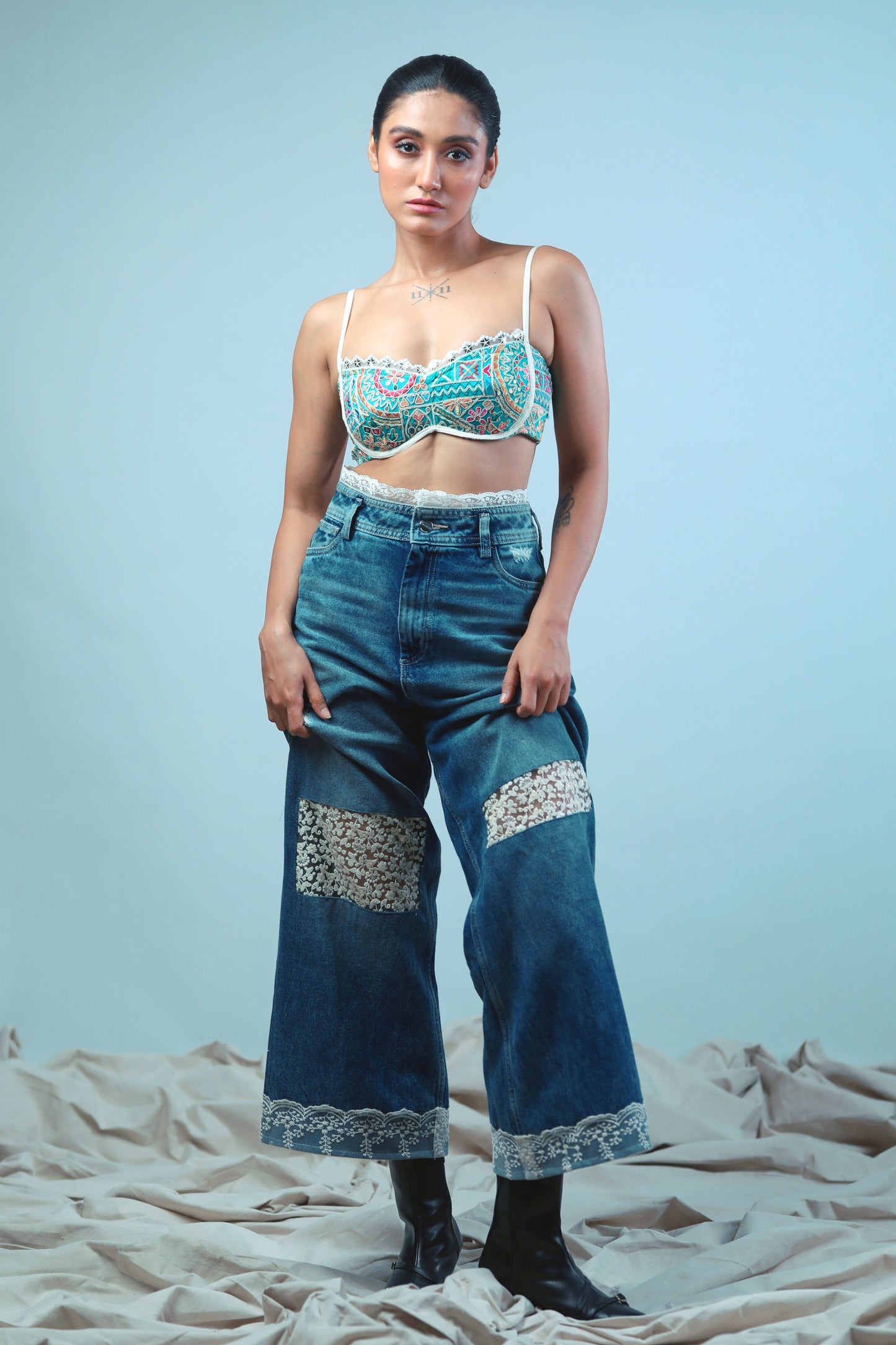 Confetti Cut Bralette by 66aura featuring colorful confetti print, soft fabric, and delicate straps for a stylish, comfortable fit.
