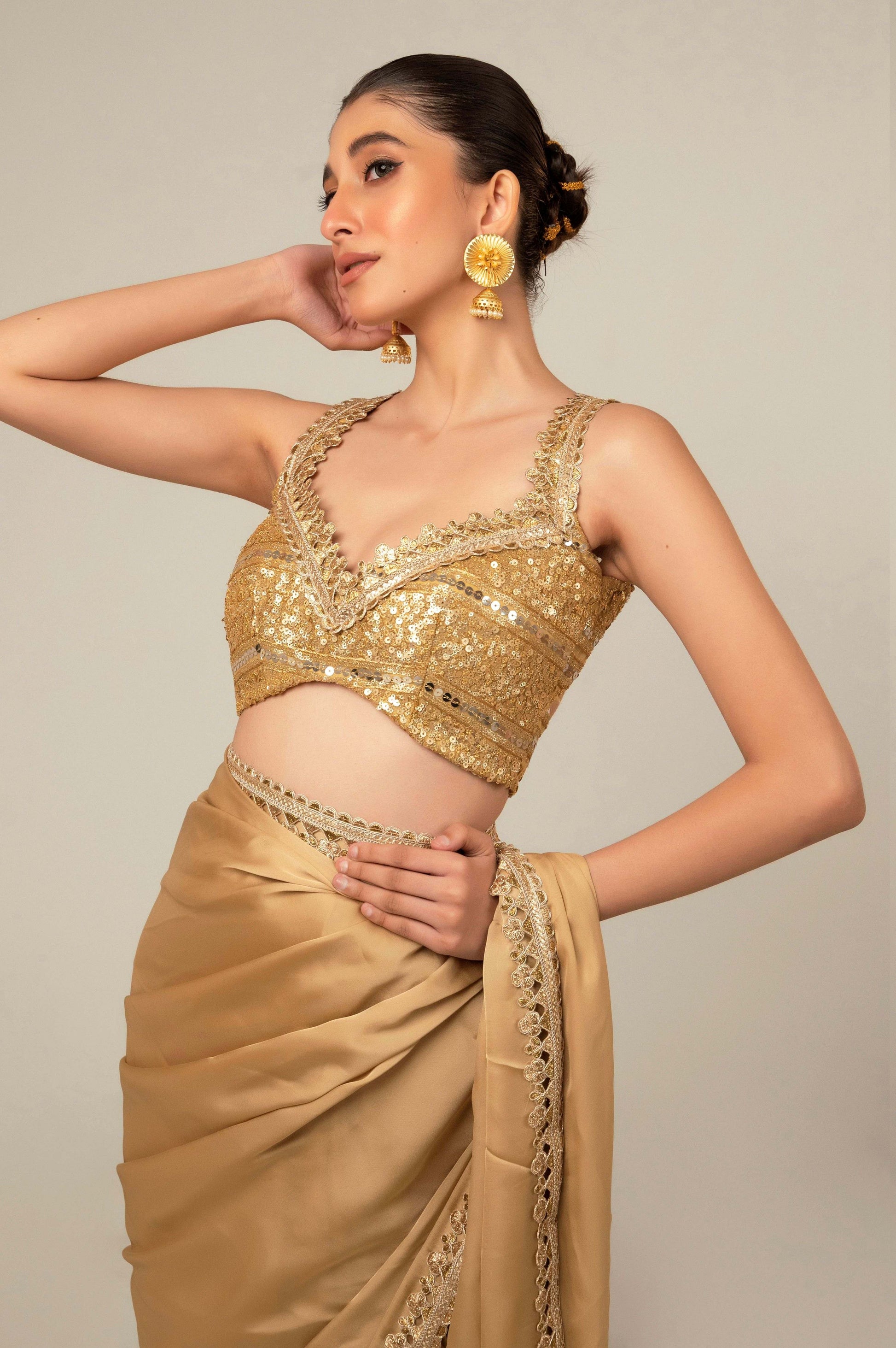 SEQUIN SPARK SAREE WITH LIME LIGHT BLOUSE - 66Aura