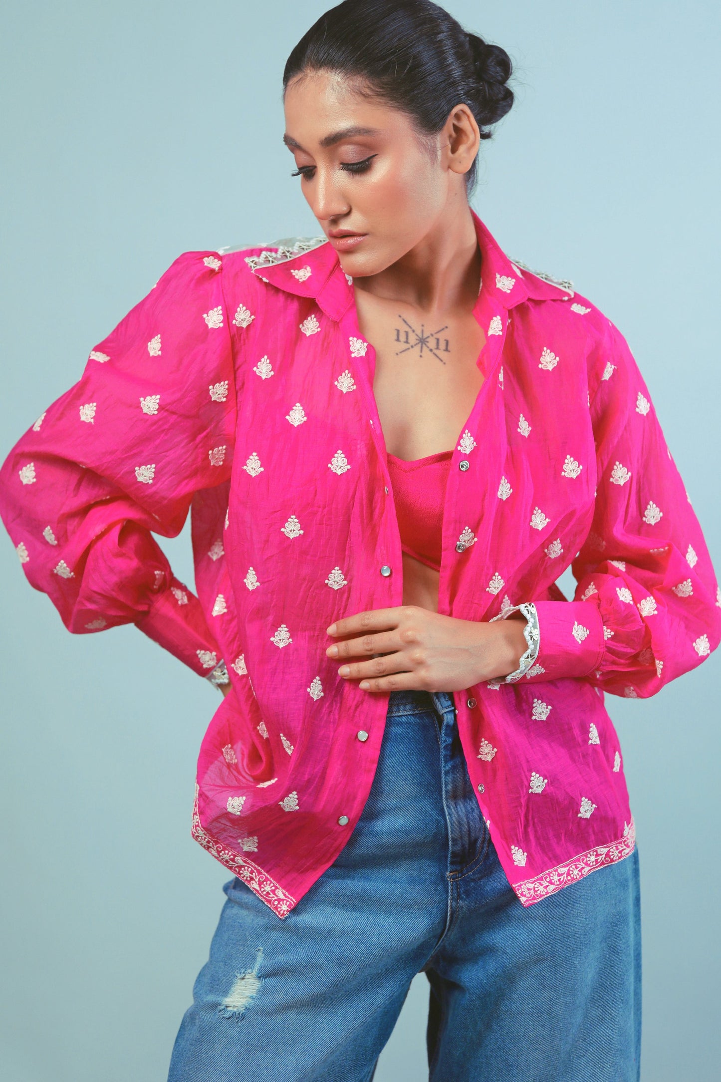 Oversized PING PING shirt by 66aura featuring a relaxed fit, soft fabric, and casual style, shown in a neutral color.