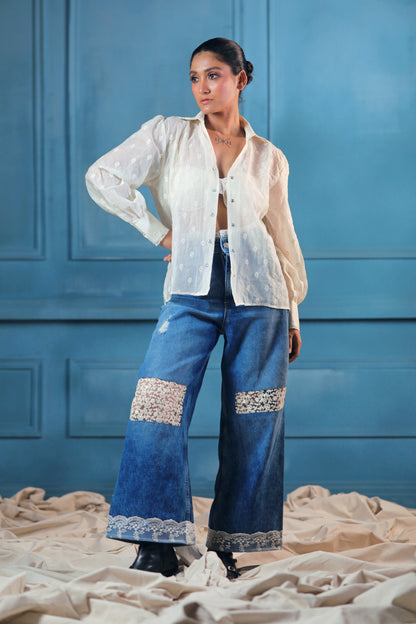 Oversized CLOUD CRAFT shirt by 66aura, soft fabric, relaxed fit, displayed on a hanger with a neutral background.