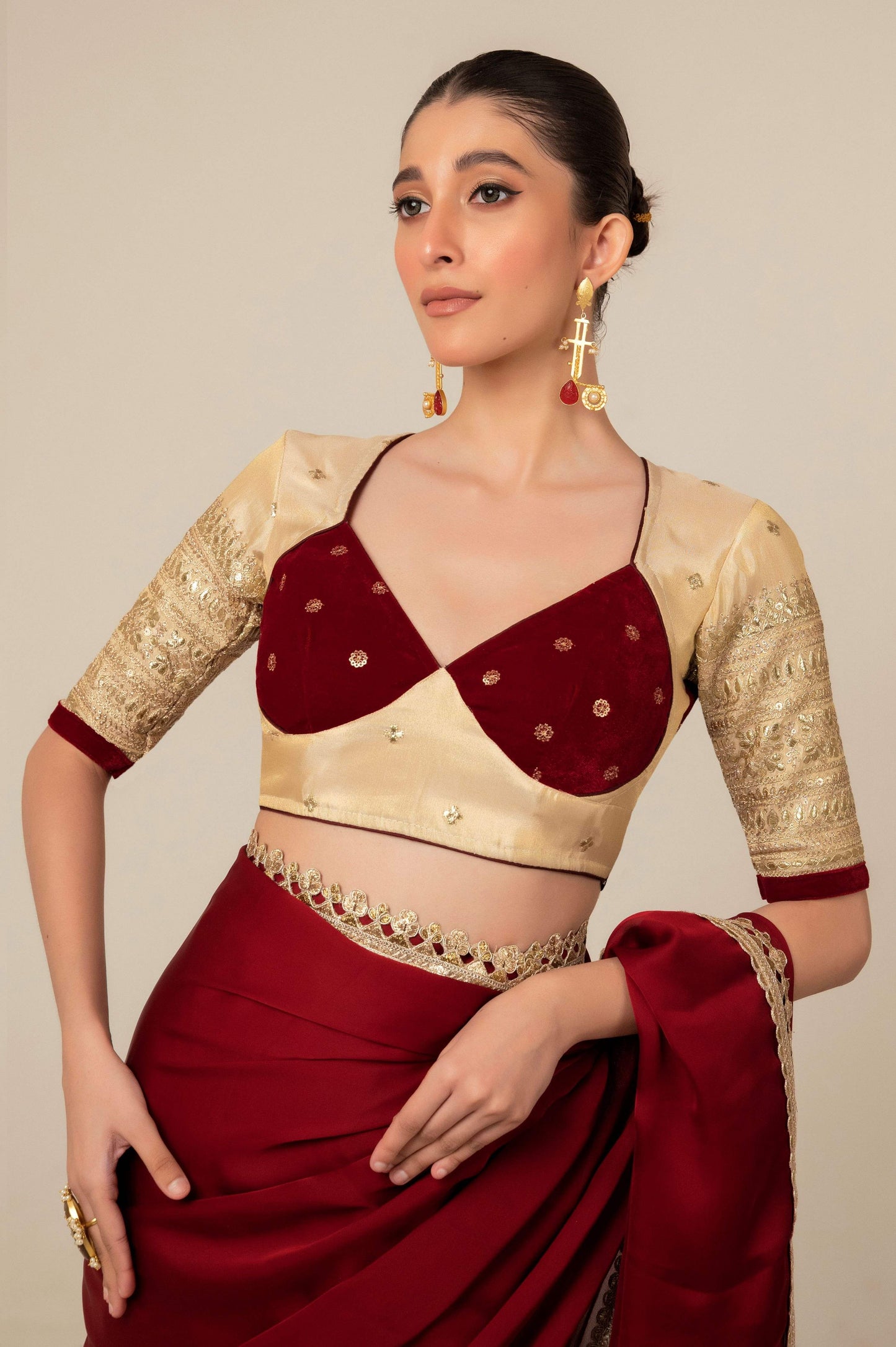 MOOD MUSE SAREE WITH CHERRY VANILLA BLOUSE - 66Aura