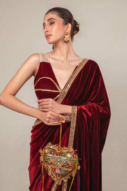 RUBY RUSH SAREE WITH MULBERRY MIST BLOUSE - 66Aura