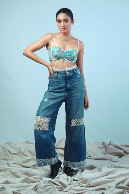 Confetti Cut Bralette by 66aura featuring colorful confetti pattern, soft fabric, and delicate straps on a white background.