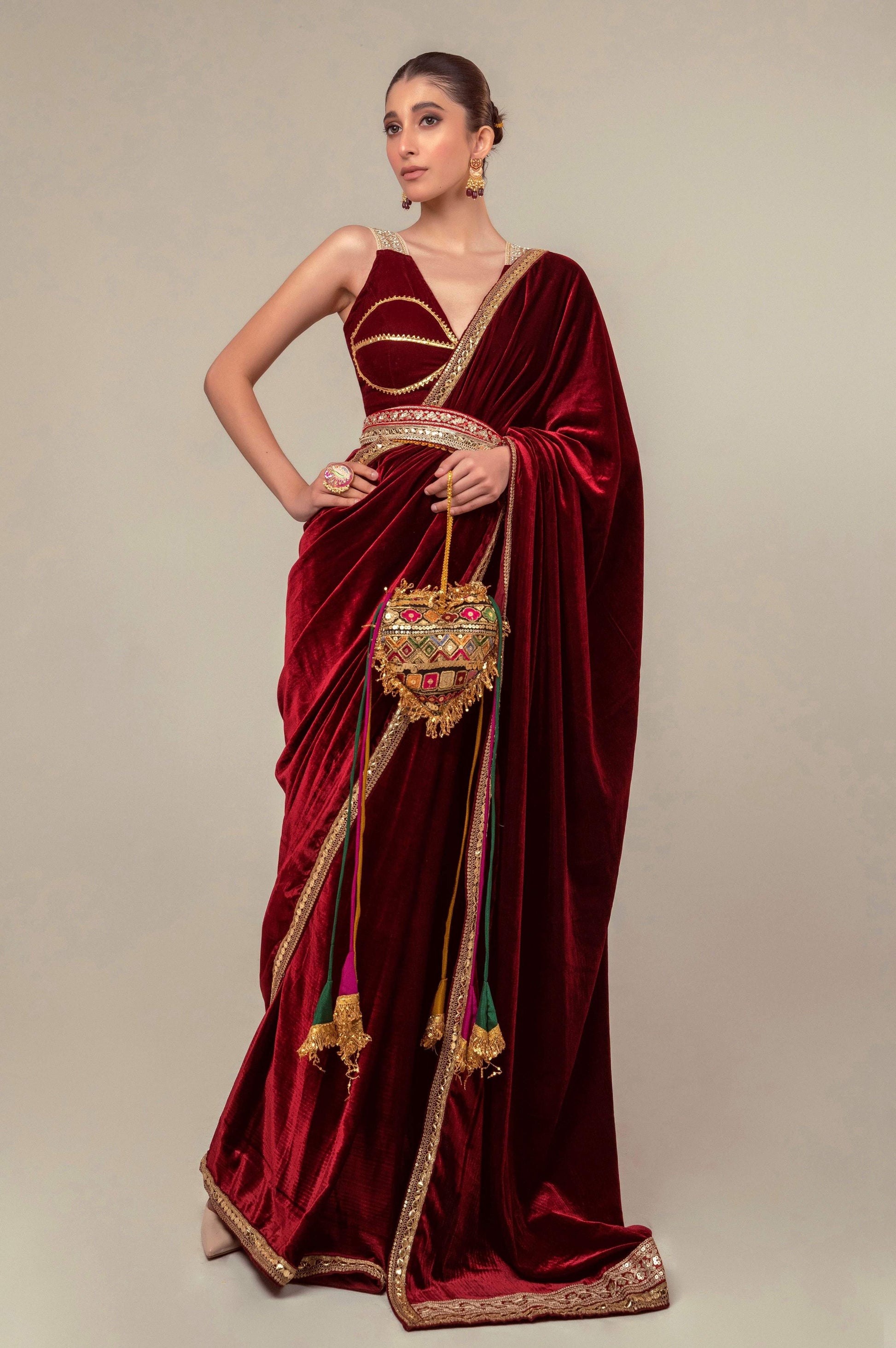 RUBY RUSH SAREE WITH MULBERRY MIST BLOUSE - 66Aura