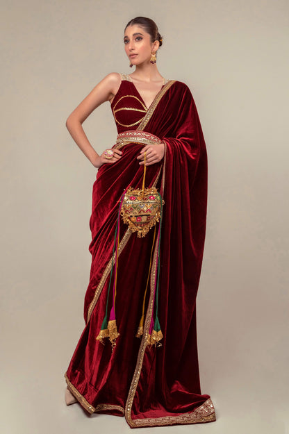 RUBY RUSH SAREE WITH MULBERRY MIST BLOUSE - 66Aura