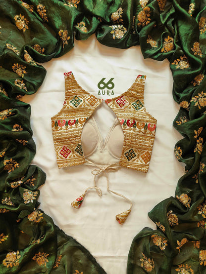 LUXE AURA SAREE WITH IVORY AURA SLEEVELESS BLOUSE