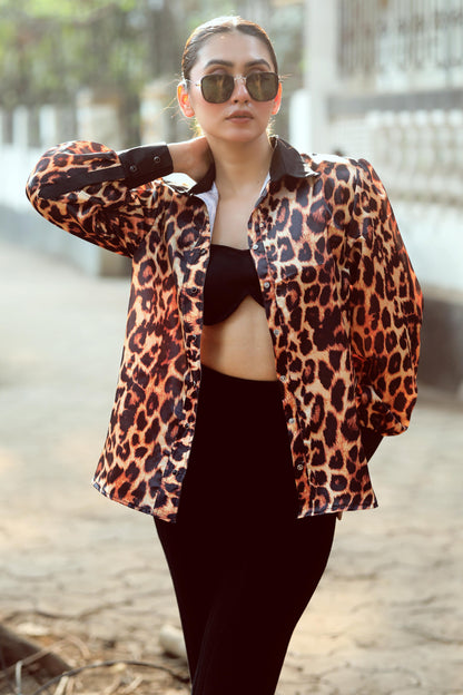 Men's BOSS MOVE shirt by 66aura, featuring a stylish design, collar, and button front, displayed on a hanger.