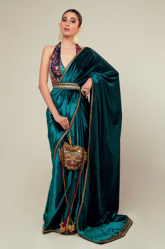 TEAL TEMPT SAREE - 66Aura