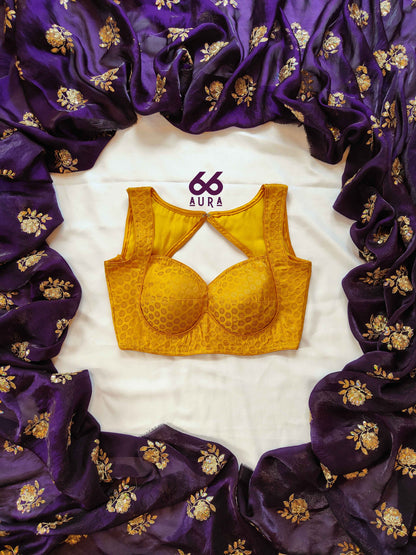 IMPERIAL AURA SAREE WITH HONEY AURA SLEEVELESS BLOUSE