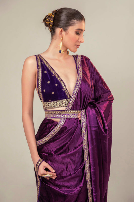 POP PALETTE SAREE WITH BERRY BLINK BLOUSE - 66Aura