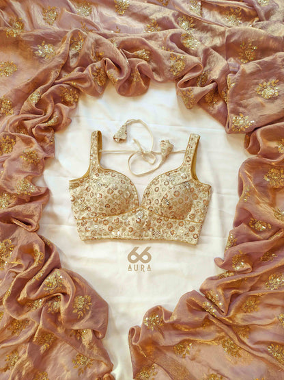 GLITZ AURA SAREE WITH GLAM AURA SLEEVELESS BLOUSE