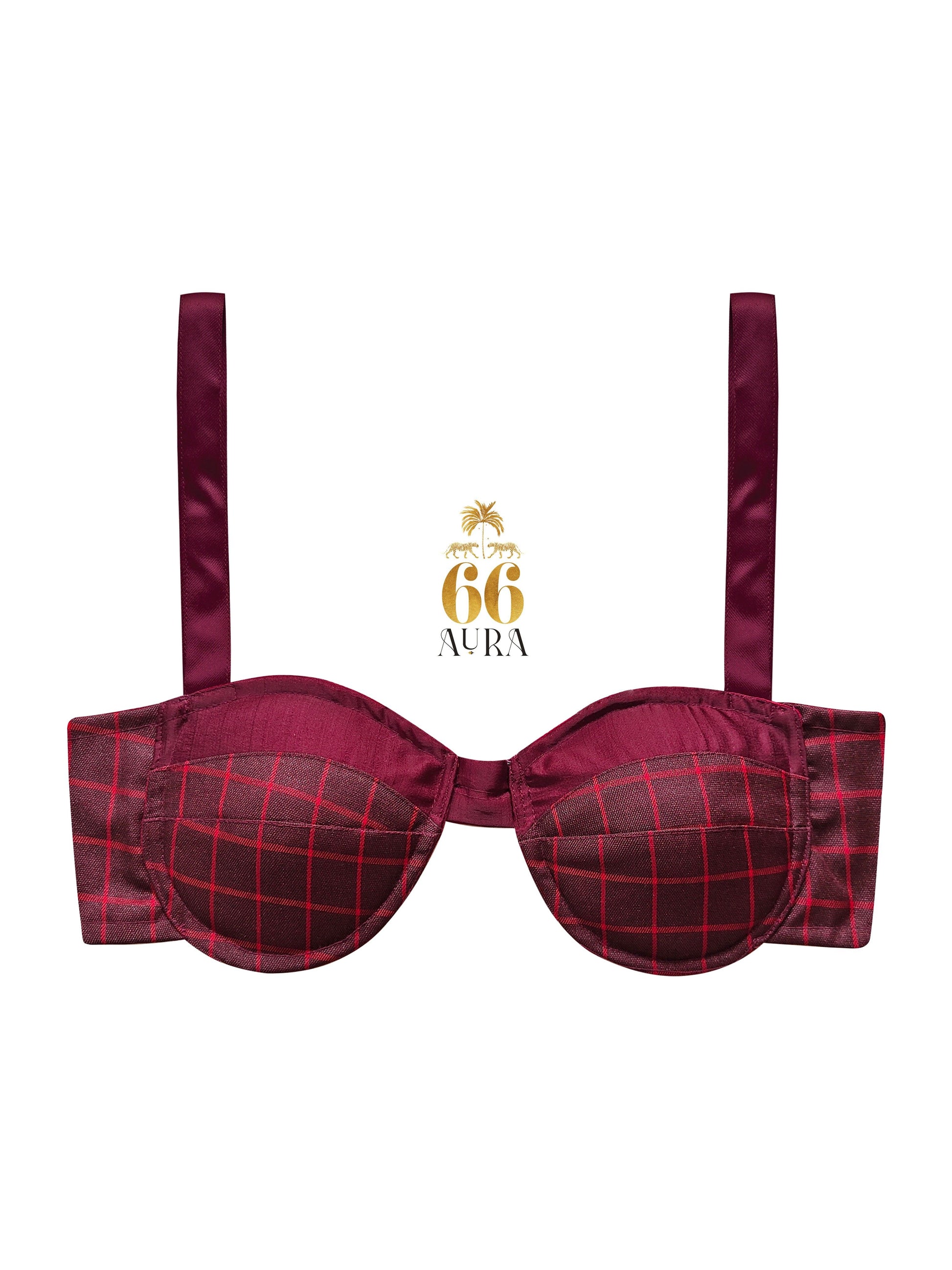 66aura Executive Edge Bralette shown on a model, featuring sleek black fabric and supportive design for stylish comfort.