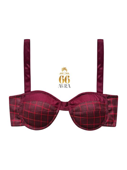 66aura Executive Edge Bralette shown on a model, featuring sleek black fabric and supportive design for stylish comfort.