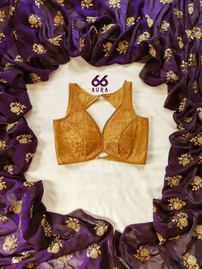 IMPERIAL AURA SAREE WITH OLD GOLD AURA SLEEVELESS BLOUSE