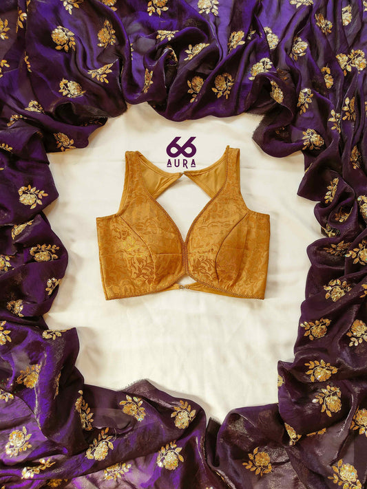 IMPERIAL AURA SAREE WITH OLD GOLD AURA SLEEVELESS BLOUSE