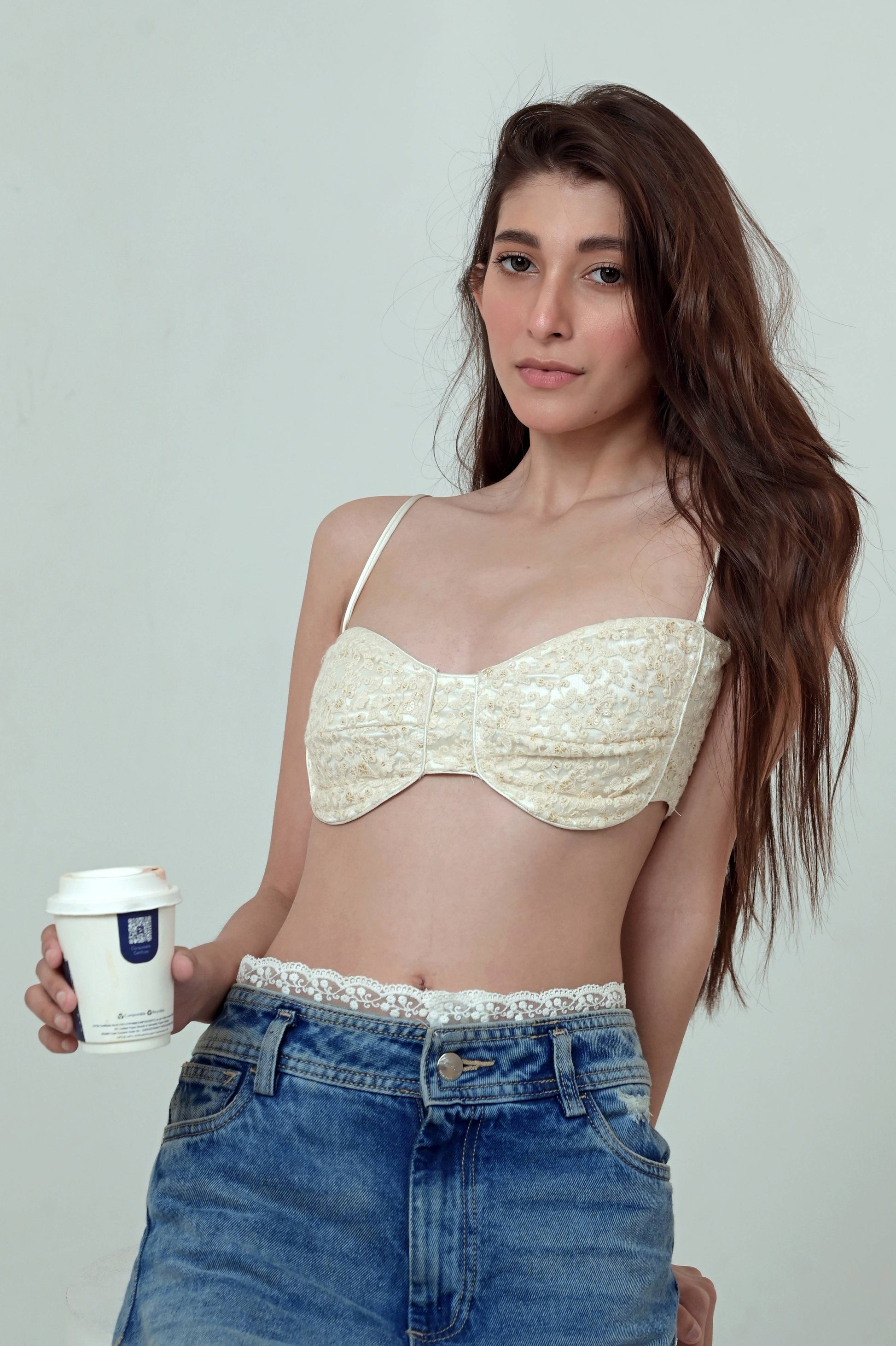 66aura Luna Lace Bralette featuring delicate lace fabric and soft cups, styled for a comfortable, feminine fit.